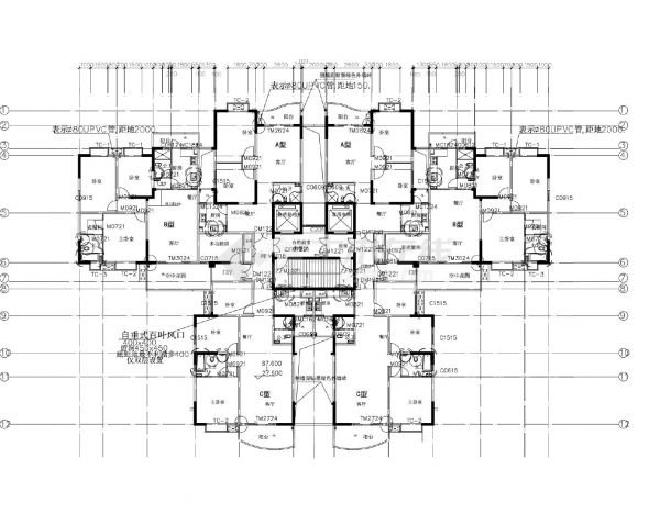 某市区住宅楼户型结构平面图纸-图一