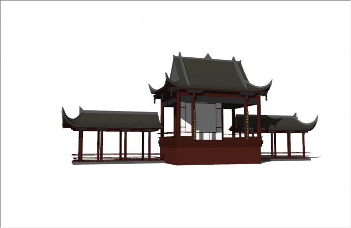 新中式现代木质园林景观亭子su模型_图1