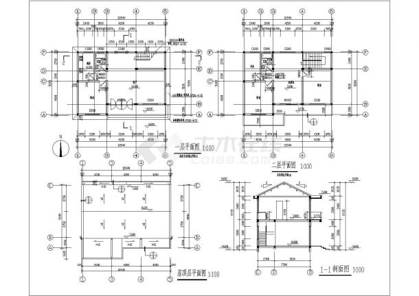 某二层砖混别墅建筑结构施工图纸-图二