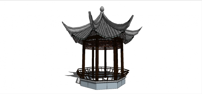中式景观式凉亭su模型_图1