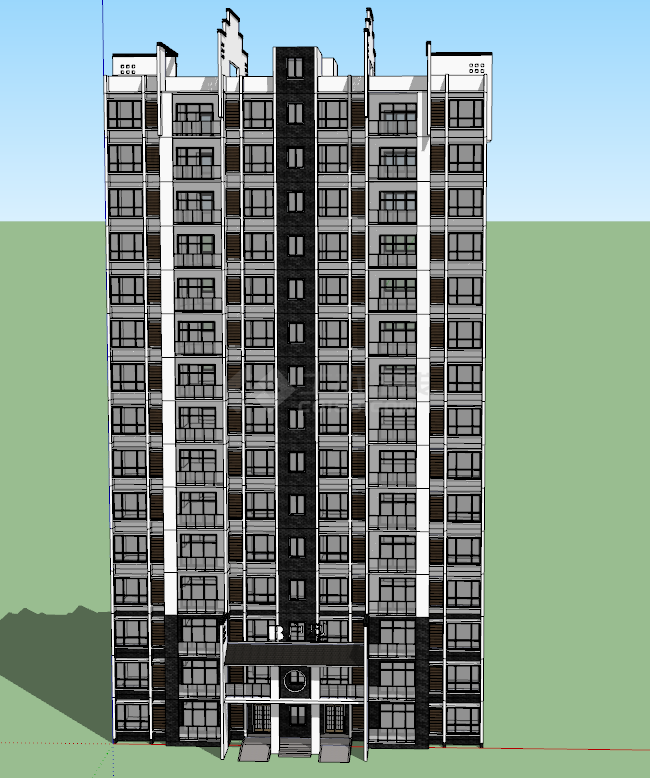 新中式风格高层住宅su模型-图二