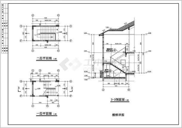 300平米二层框架结构独立式别墅建筑施工图-图一