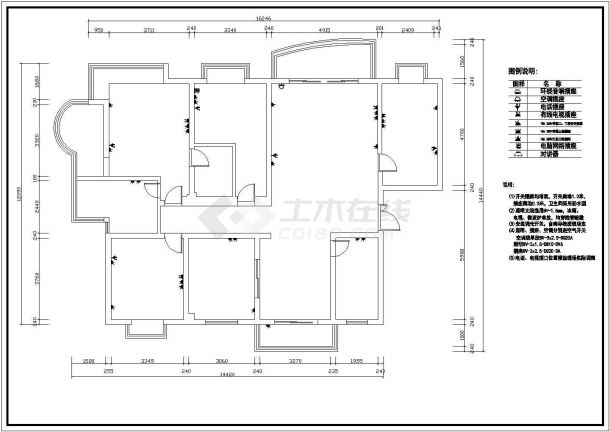 某三居室室内家装设计施工cad图纸-图一