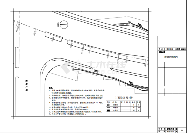 【江苏】城市道路景观给水喷灌设计图-图一