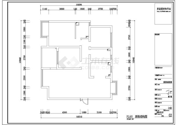 恒茂国际都会三居室内装修设计施工图-图一