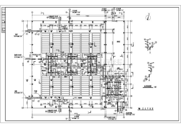 回用水V型滤池施工平剖面CAD参考图-图二