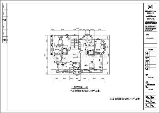 二层欧式风格别墅建筑设计图，含效果图-图二