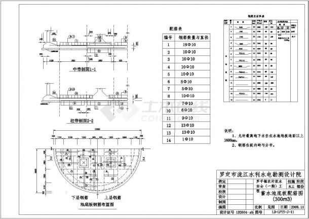 【罗定市】300m3蓄水池技术施工图-图二