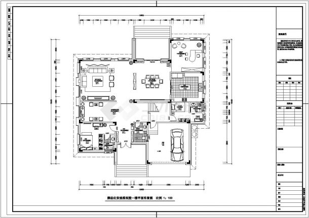 红安1300平独栋别墅建筑设计方案图-图一