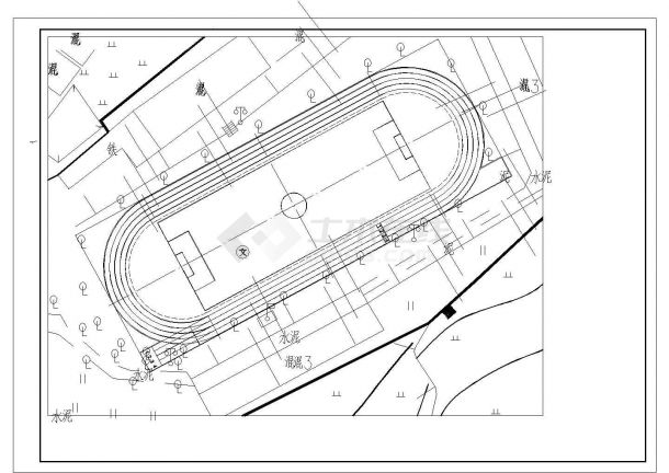 200米环形塑胶跑道及不标准足球场设计图-图一