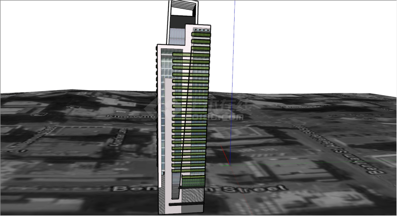 长方形立体杯型建筑su模型-图一