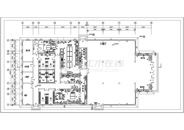 两套公共食堂厨房二次装修厨具布置cad图-图一