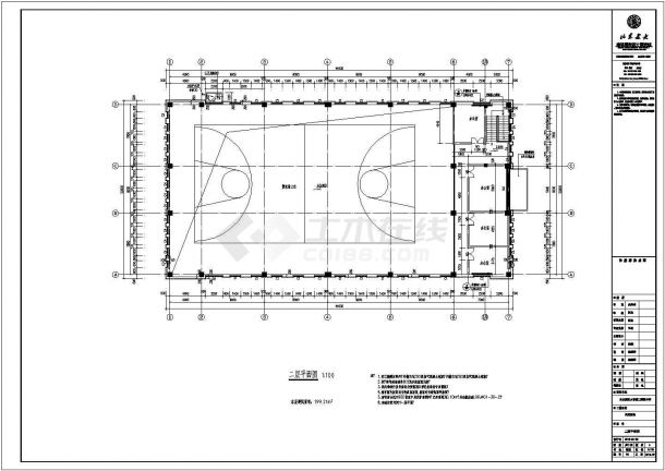 风雨操场建筑设计CAD布置图-图二