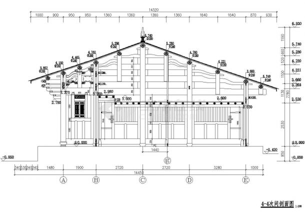 某仿古建筑两层木质结构建筑设计图-图二