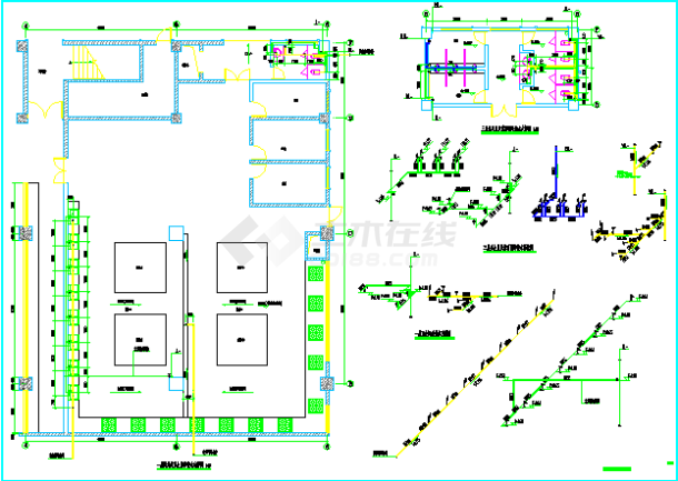 某小学三层框架结构食堂给排水设计施工图-图二