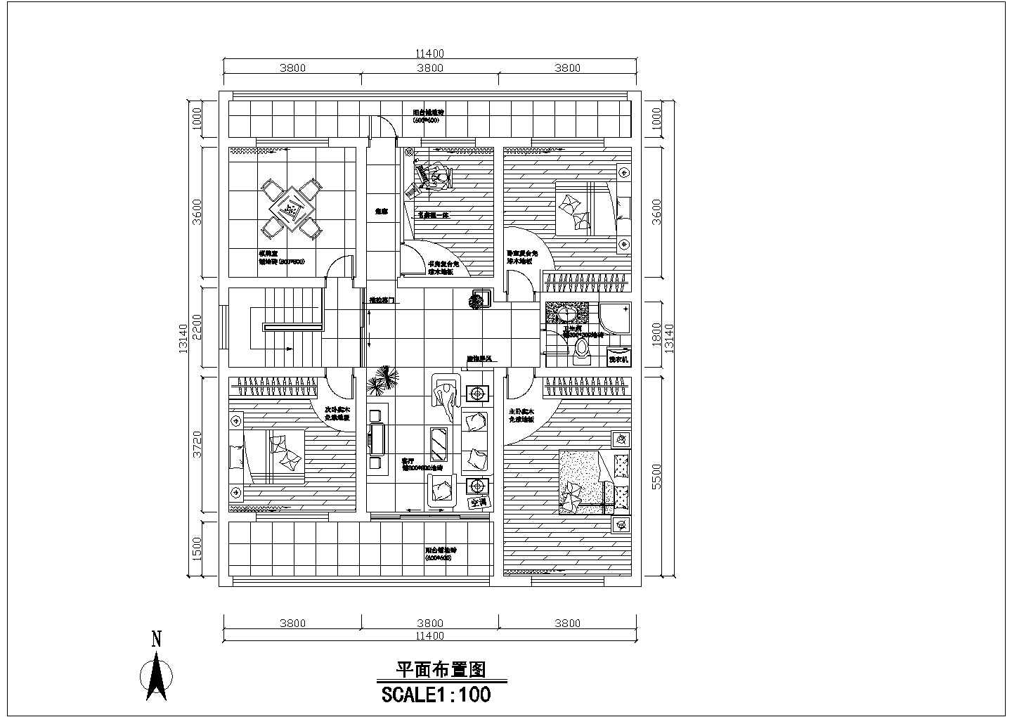 某套房室内装修设计cad图纸