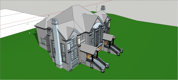 三层欧式别墅建筑su模型_图1