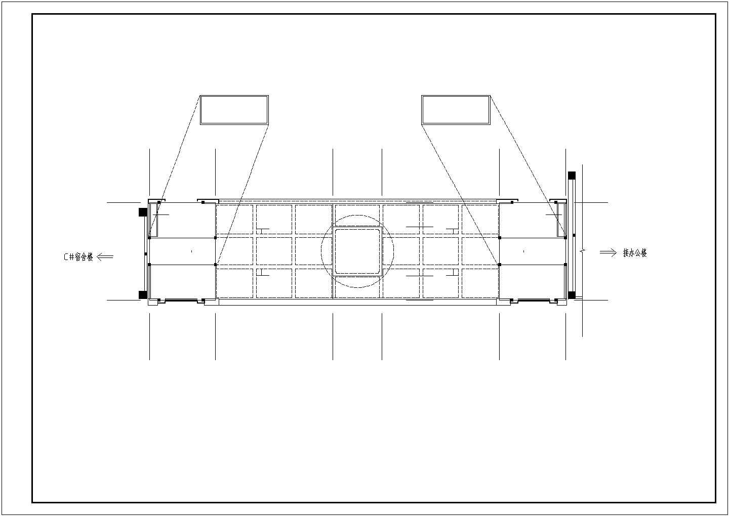 某地大型厂区大门二层CAD平立剖面施工详图