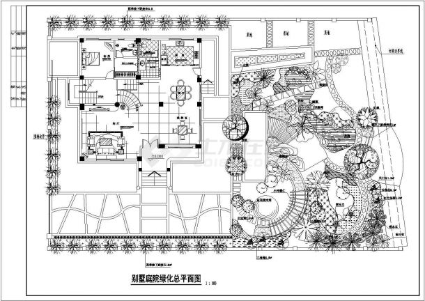 【湖北】某户型别墅庭院绿化设计图-图二