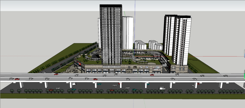 现代风格城市设计规划su模型-图二
