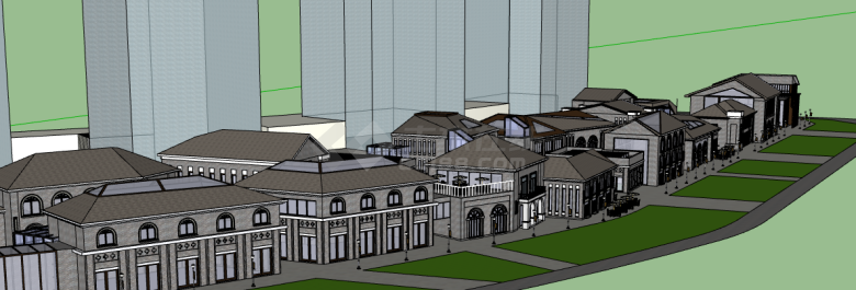 现代大气商业街景观su模型-图一
