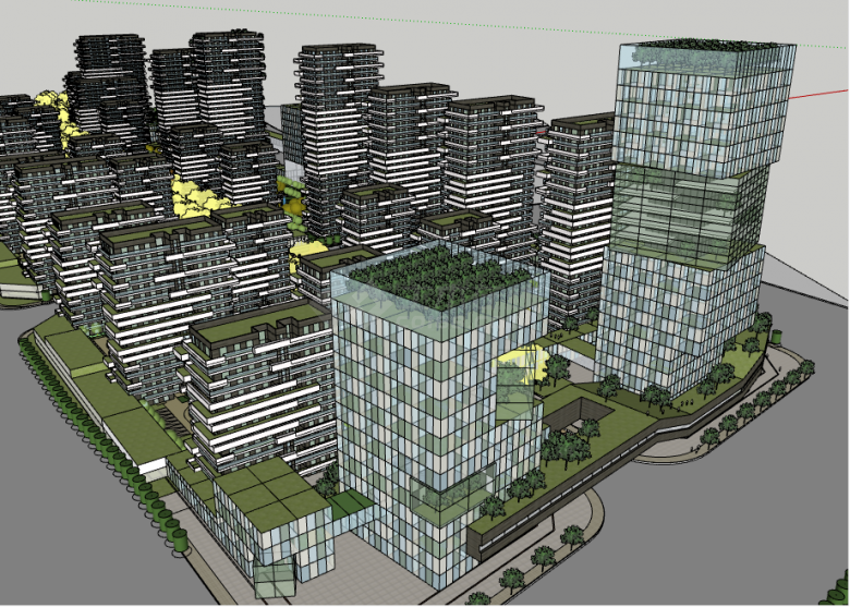 现代多层高层生态建筑su模型-图二