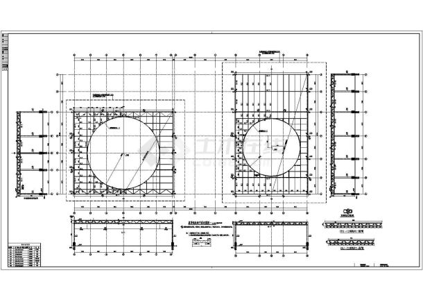 某地区砼屋顶钢桁架结构大样图-图二