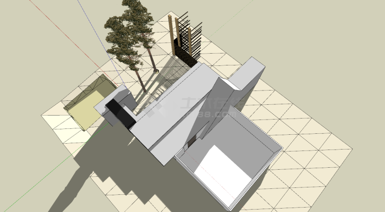 白色不规则教堂建筑su模型-图一