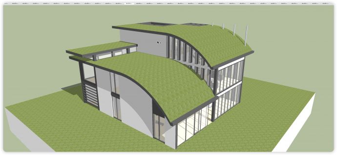现代生态玻璃结构别墅su模型_图1