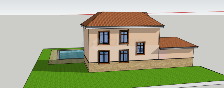 简洁明快西班牙别墅su模型-图一