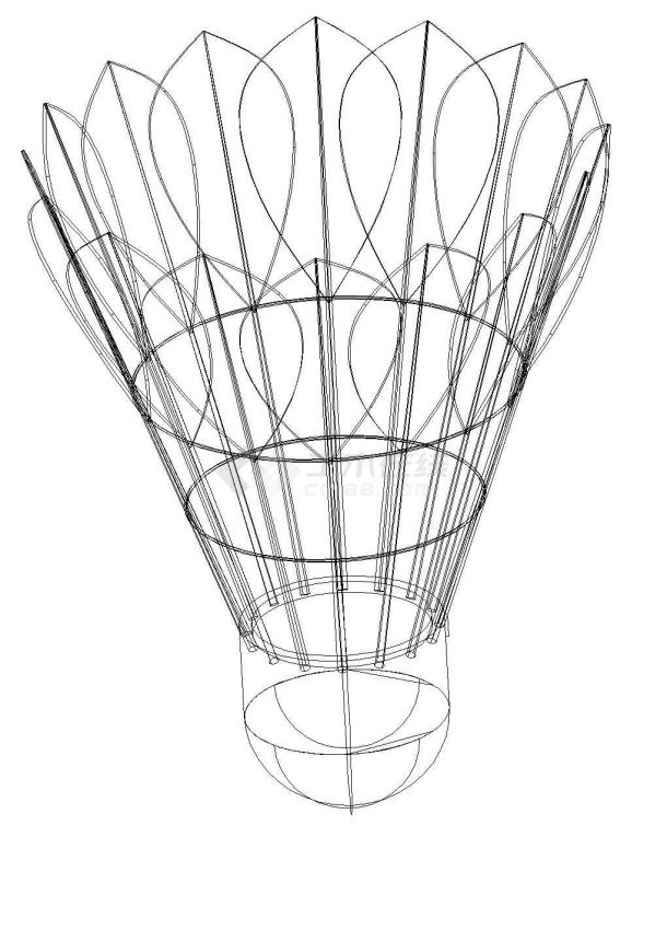 CAD绘制的三维羽毛球-图一