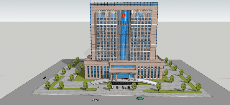 现代超高行政办公楼建筑su模型-图一