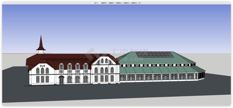 复古欧式体育中心建筑su模型-图二