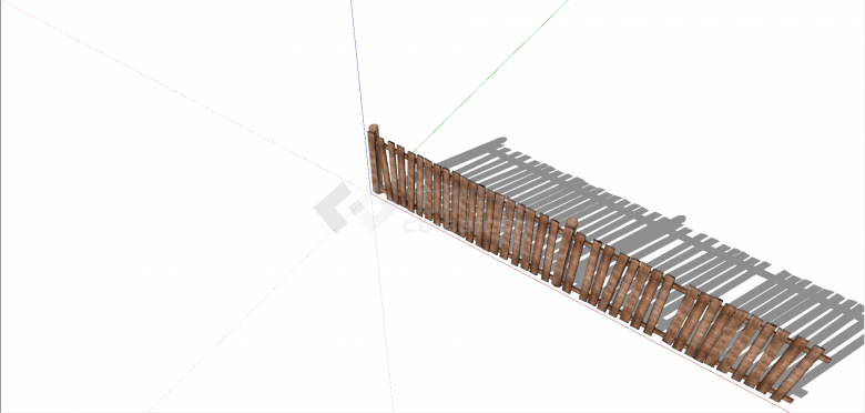 现代长条形木质栏杆建筑su模型-图二