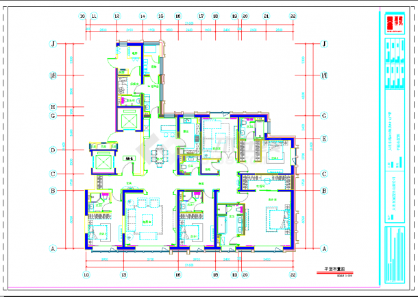 【大连】东港G03地块A4-A户型公寓楼精装修整套cad图纸-图一