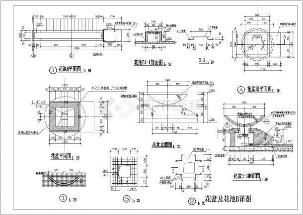 【江苏】某园林景观花池施工图设计图纸-图一