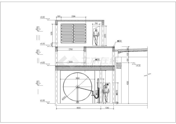 余姚市某纺织厂空调室设计CAD布置图-图二