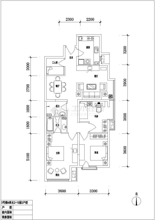 某市多种小区住宅户型CAD平面布置参考图-图二