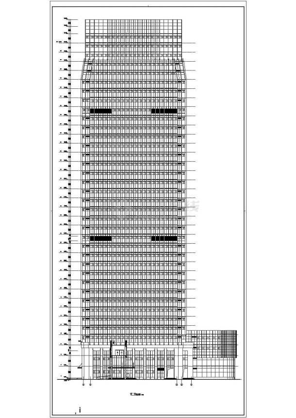 某140米高酒店商业楼建筑施工全套CAD参考图-图二