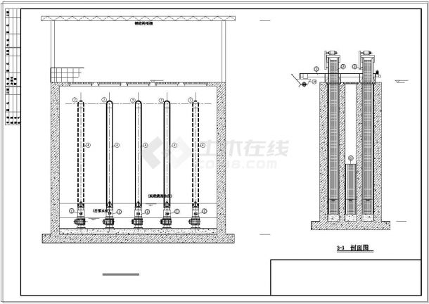 提升泵站的设计图纸，包括格栅及泵房-图二