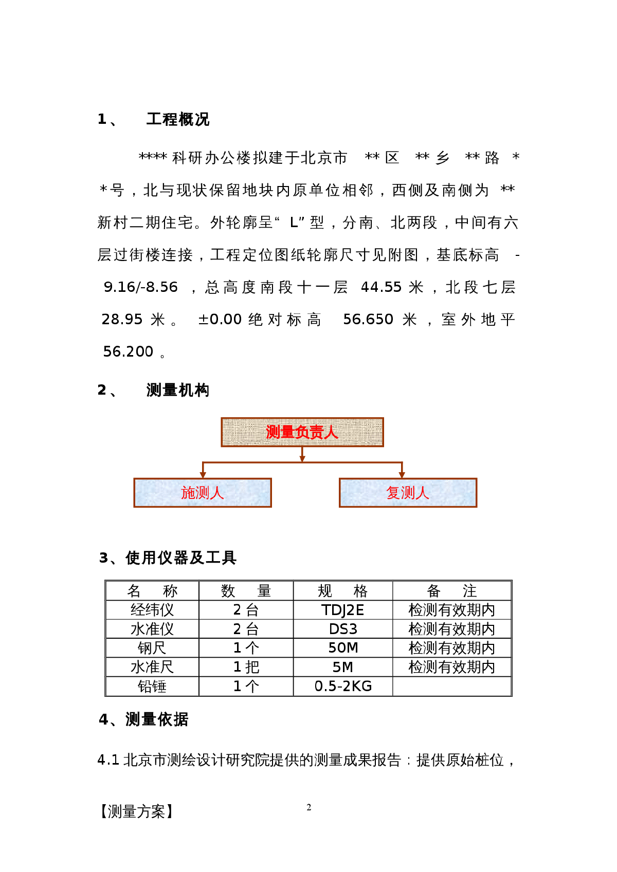 北京某科研办公楼工程测量放线方案-图二