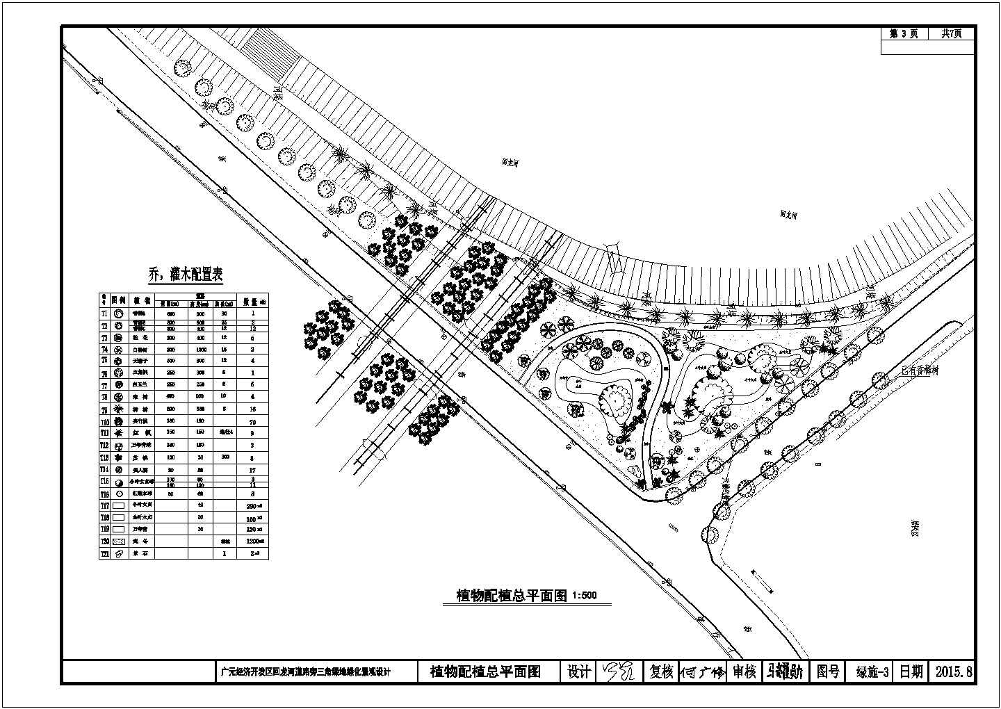 【四川】广元道路几个节点绿化平面图（含效果图）