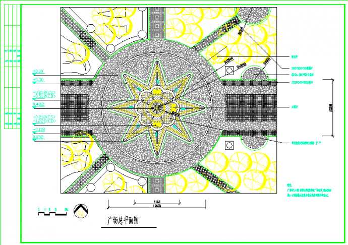 现代风格景观广场设计平面图及管线布置施工图_图1