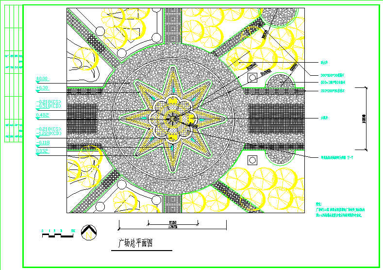 现代风格景观广场设计平面图及管线布置施工图