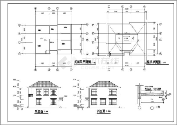 二层砌体结构别墅结构施工图（含建施）-图二