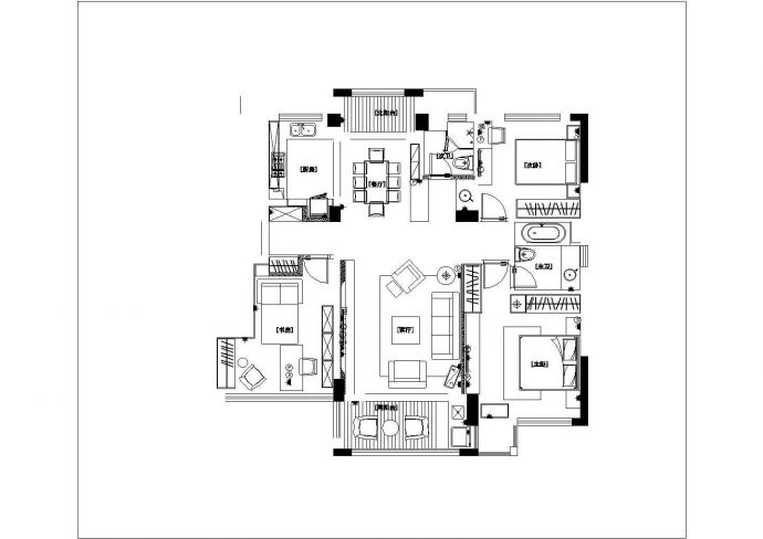130平方现代风格三室两厅住宅装饰全套施工图_图1
