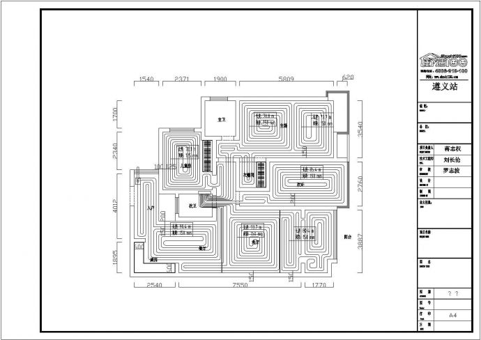 长沙市某经典家庭地板辐射采暖施工CAD布置图_图1