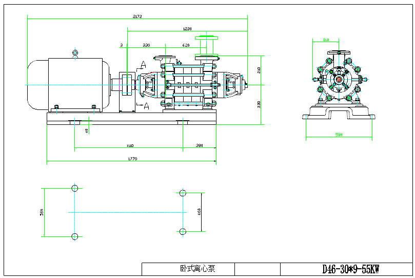 水泵详细平面解析图纸（基础结构、内部构造）
