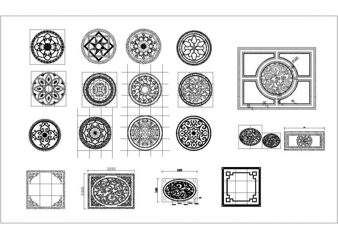 20中地面铺装拼花样式CAD素材图库_图1