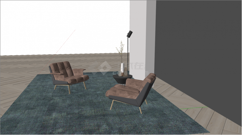北欧单人沙发休闲椅su模型-图二